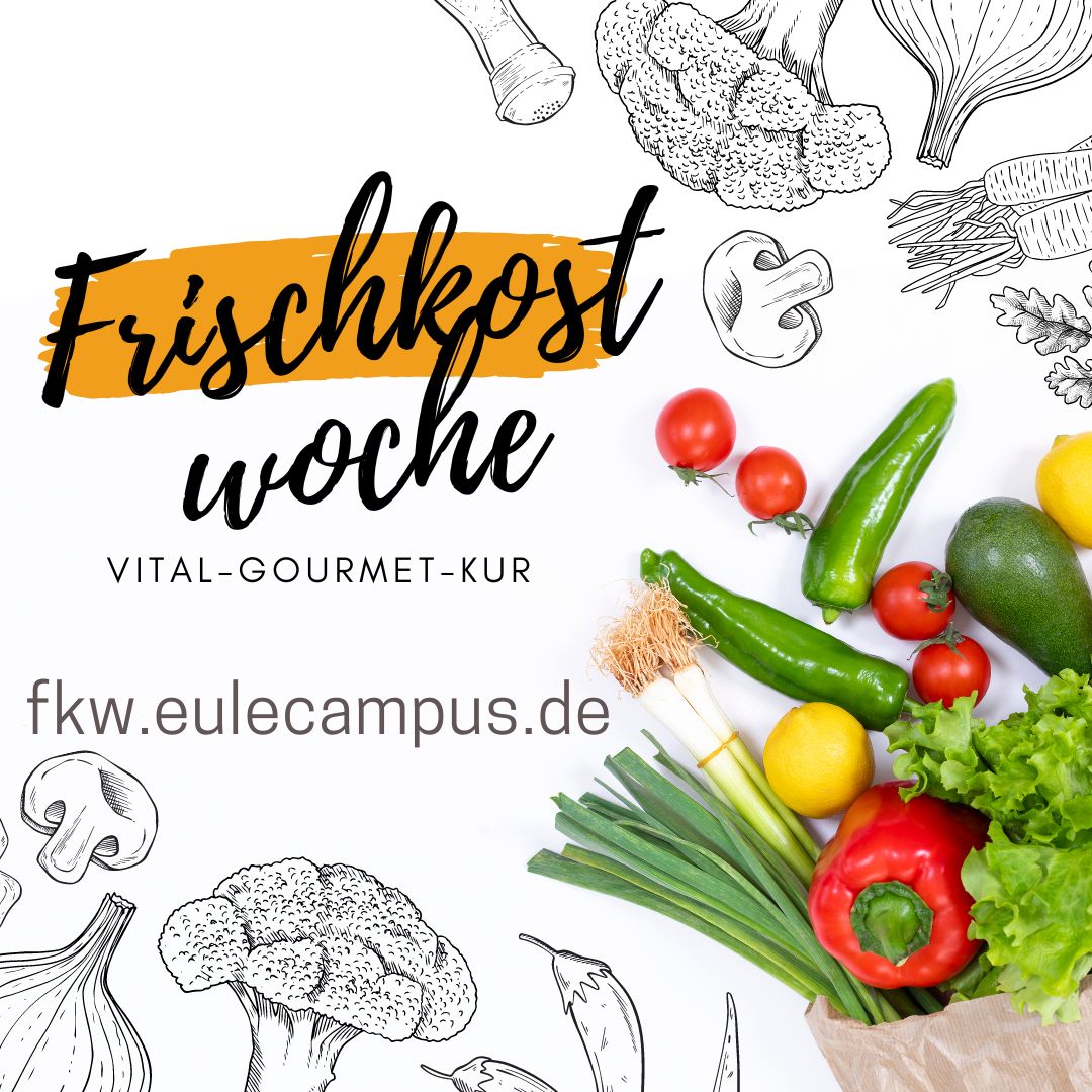 Werbebild für die Frischkostwoche mit verschiedenen Gemüsen, u.a. Tomaten Gurken Paprika Salat.