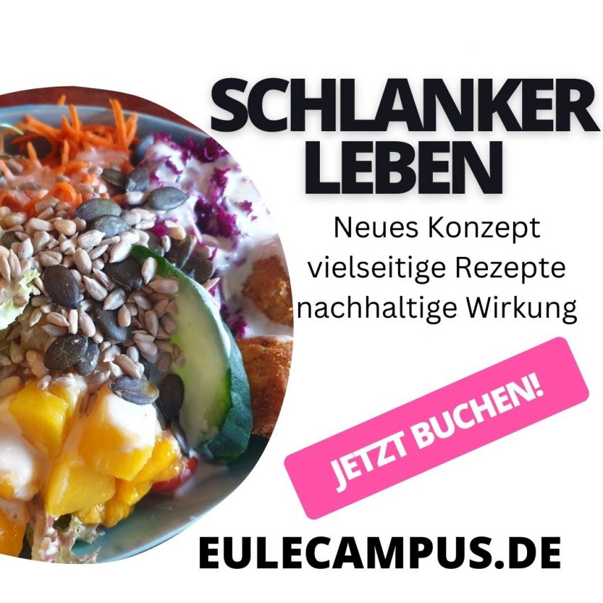 Werbung für den Schlanker Leben Kurs mit einem halbkugelförmigen Bild von verschiedenen Gemüsen und einem Text der auf das Konzept des Kurses hinweist.
