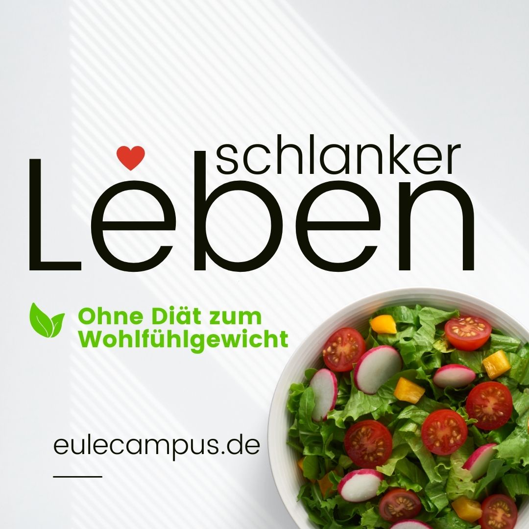 Der Schriftzug Schlanker Leben auf weißem Grund mit dem Bild einer Schüssel voll Salat in der rechten unteren Ecke.